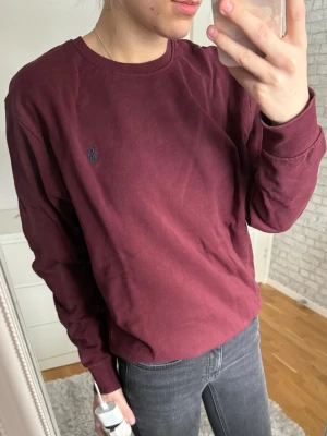 Vinröd sweatshirt från U.S. Polo Assn. - Vinröd sweatshirt från U.S. Polo Assn. med rund halsringning och broderad logga på bröstet. Tröjan har långa ärmar och är gjord i mjukt bomullsmaterial. Perfekt för en avslappnad och stilren look.