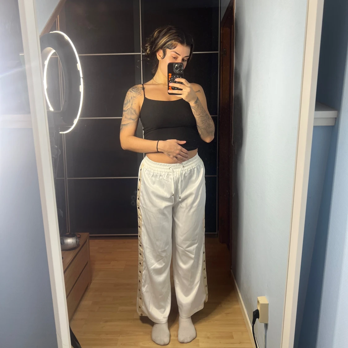 Vita byxor med knappar - 91