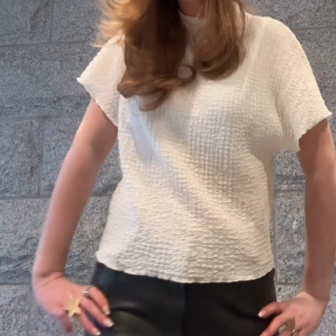 Vit texturerad topp - 90