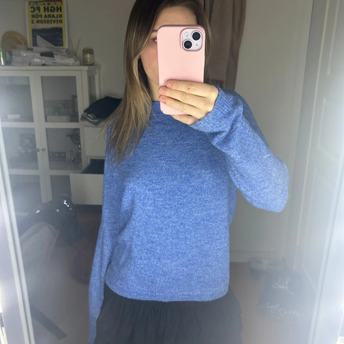 Blå stickad tröja - 1