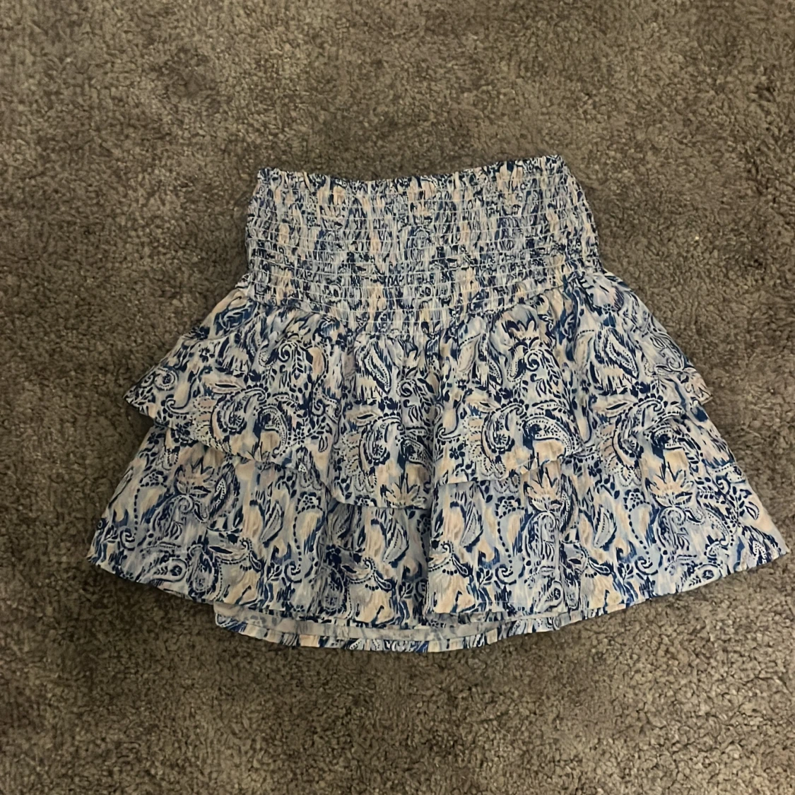 Blå mönstring volangkjol - 90