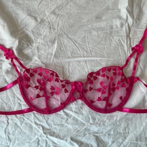 Jätte gullig bralette  - Jätte fin mörkrosa bralette med fina detaljer, utan bygel och padding. Står storlek L men liten i storleken. Alldeles för liten för mig som har kupa E/F. Skulle gissa på att det är kupa C. Aldrig använd. 