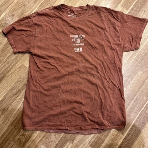 Brunröd t-shirt med tryck - En brunröd t-shirt med vitt tryck på framsidan från New Look i storlek M. Oanvänd!