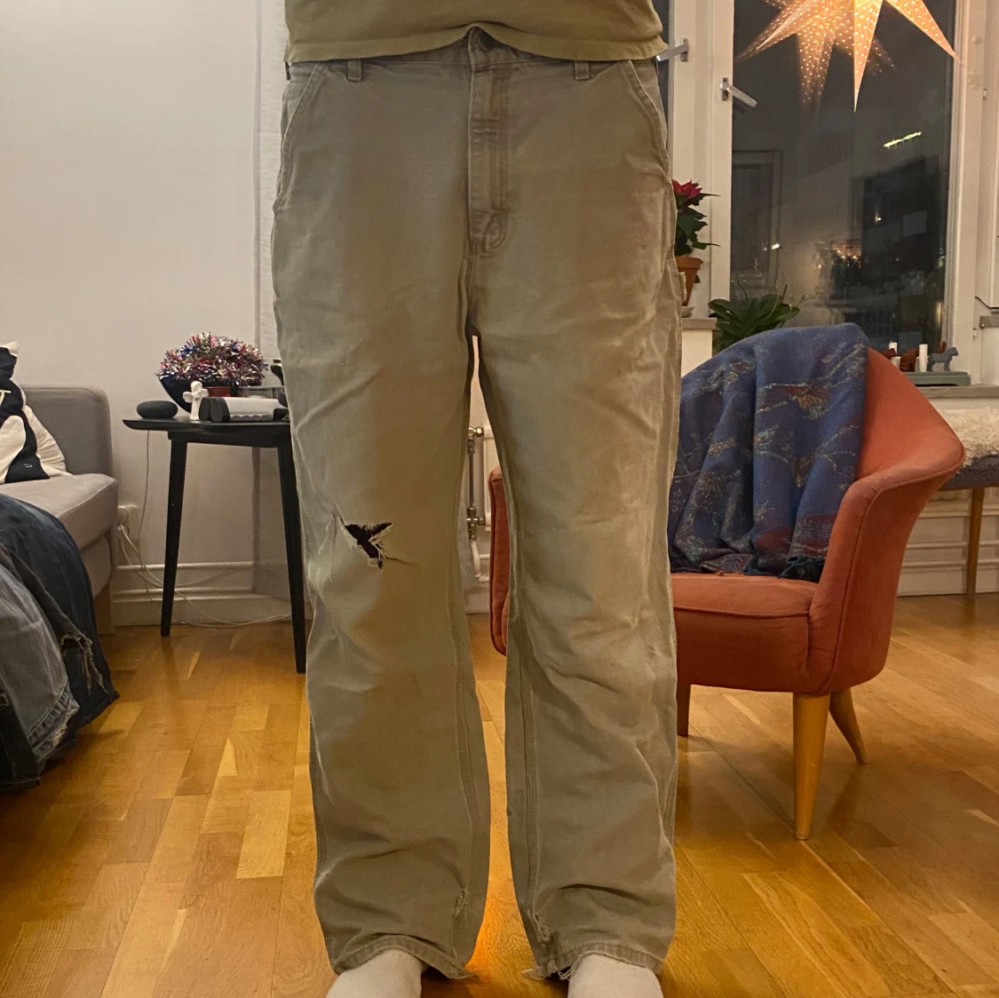 Beigea Carharttbyxor - 90