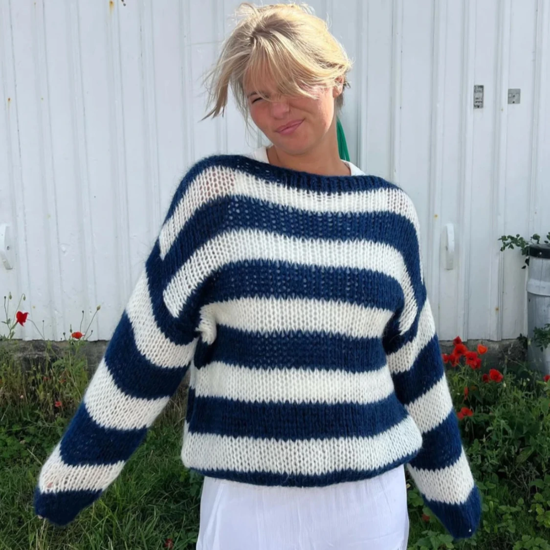 Randig stickad tröja