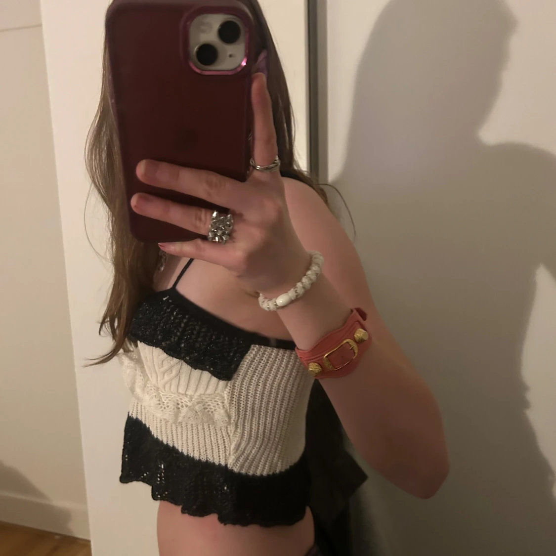 Svart och vit stickad tubtopp - 91