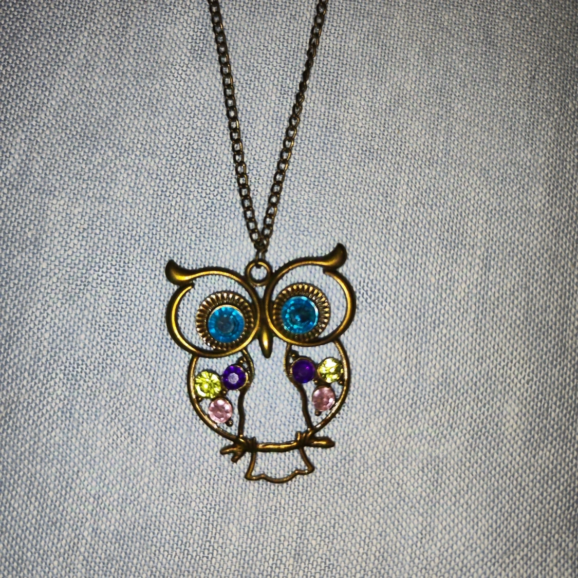 Ugglehalsband med färgglada stenar - 1