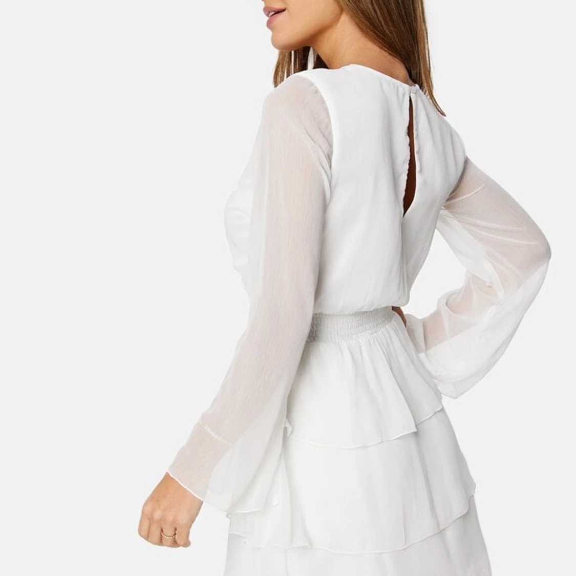 Vit studentklänning med volanger - 2