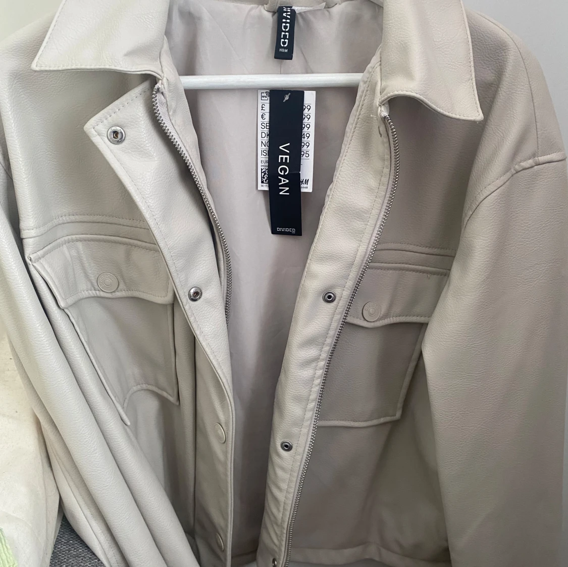 Beige läderjacka hm (faux) - 92