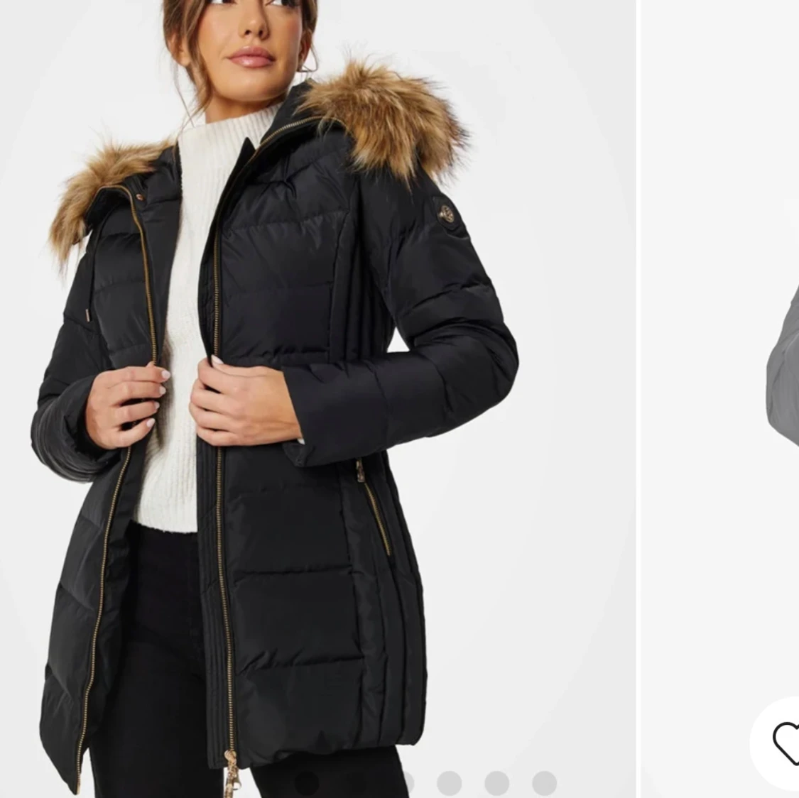 Svart dunjacka med päls