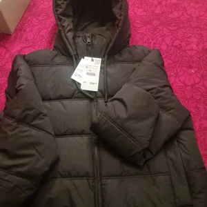 Svart pufferjacka med huva från Zara - Oanvänd svart pufferjacka från Zara, storlek M 