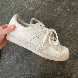 Vita adidas superstars - Klassiska vita Adidas Superstar sneakers med snörning. Använda fåtal gånger, fantastiskt skick!