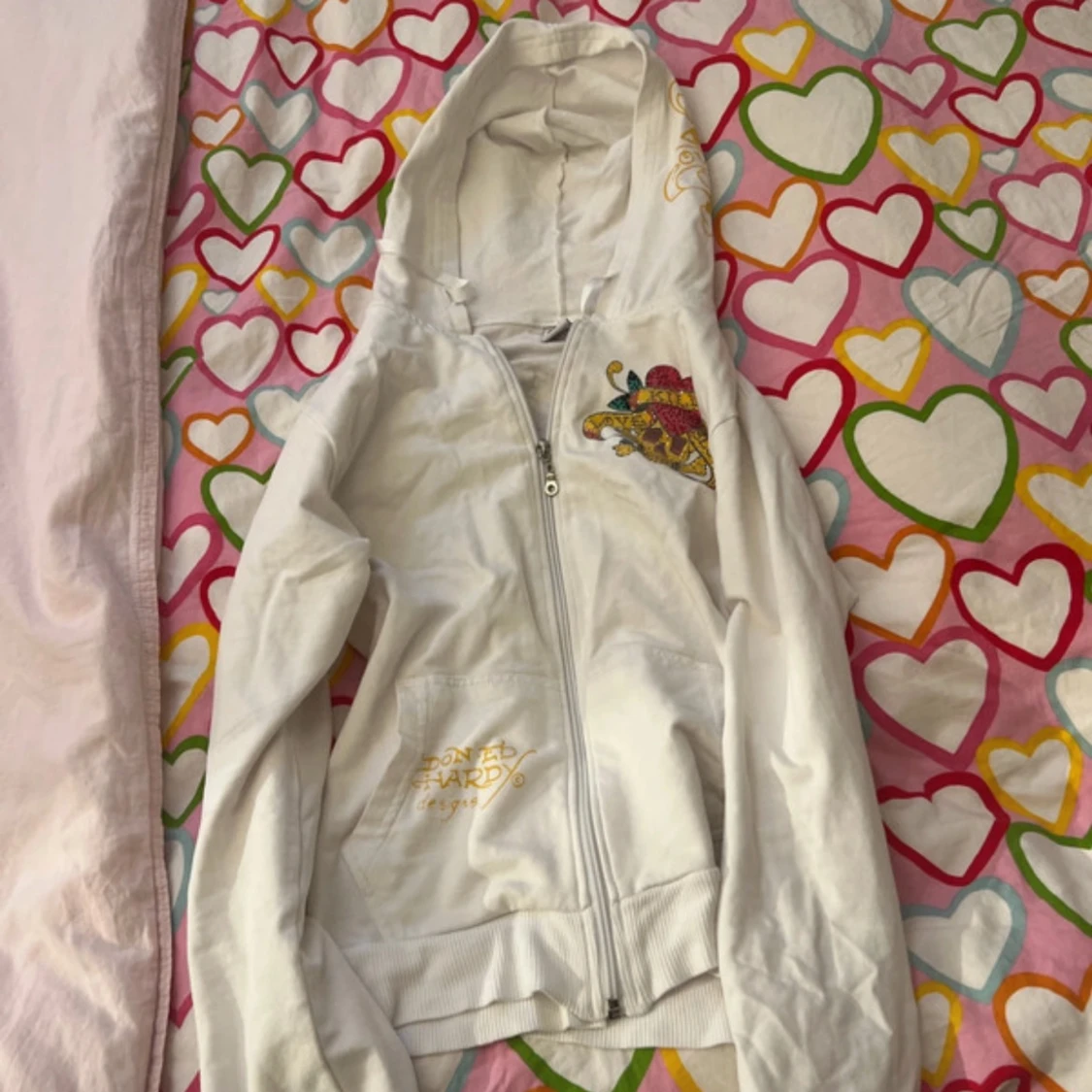 Vit ed hardy kofta med tryck