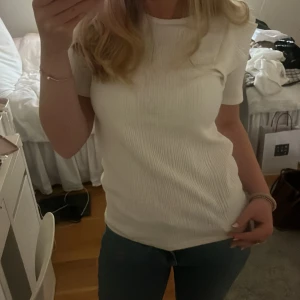 Zara t-shirt - Säljer denna supersöta t-shirten i ribbat material med volanger på ärmarna.