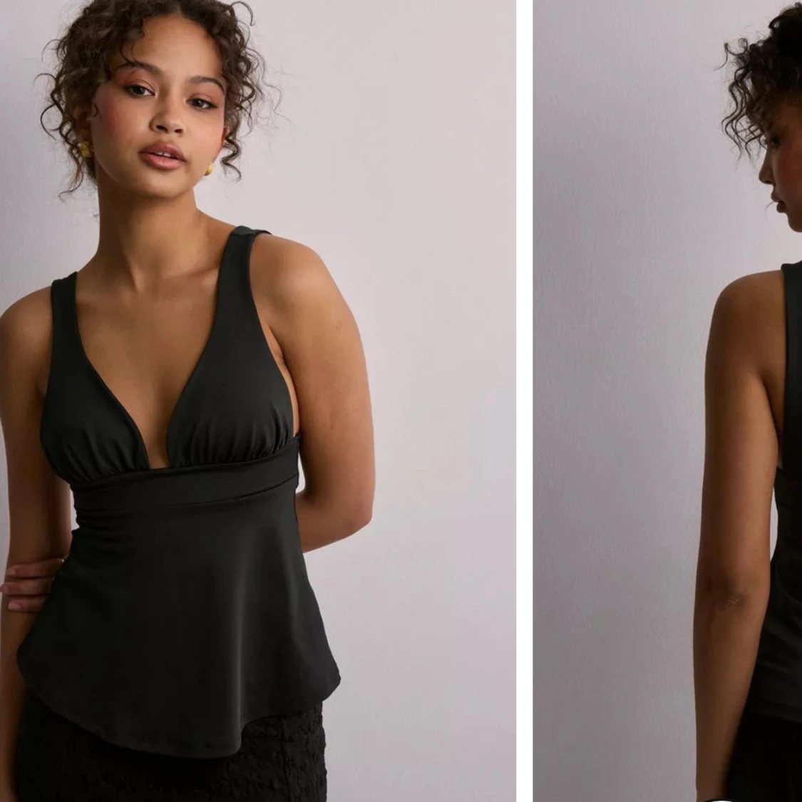 Svart ärmlös topp med knyt