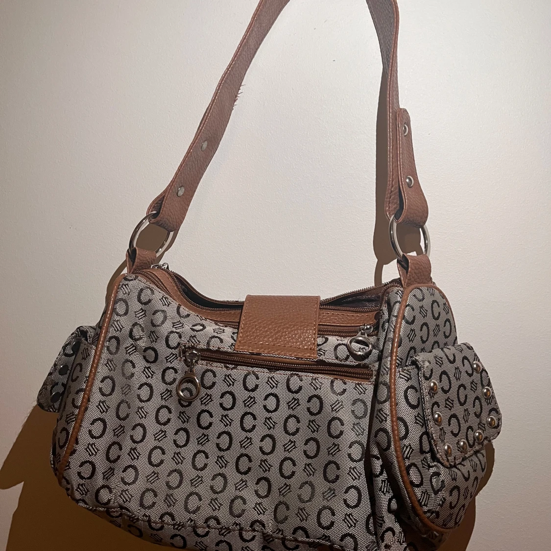 Brun mönstring vintage väska  - 90
