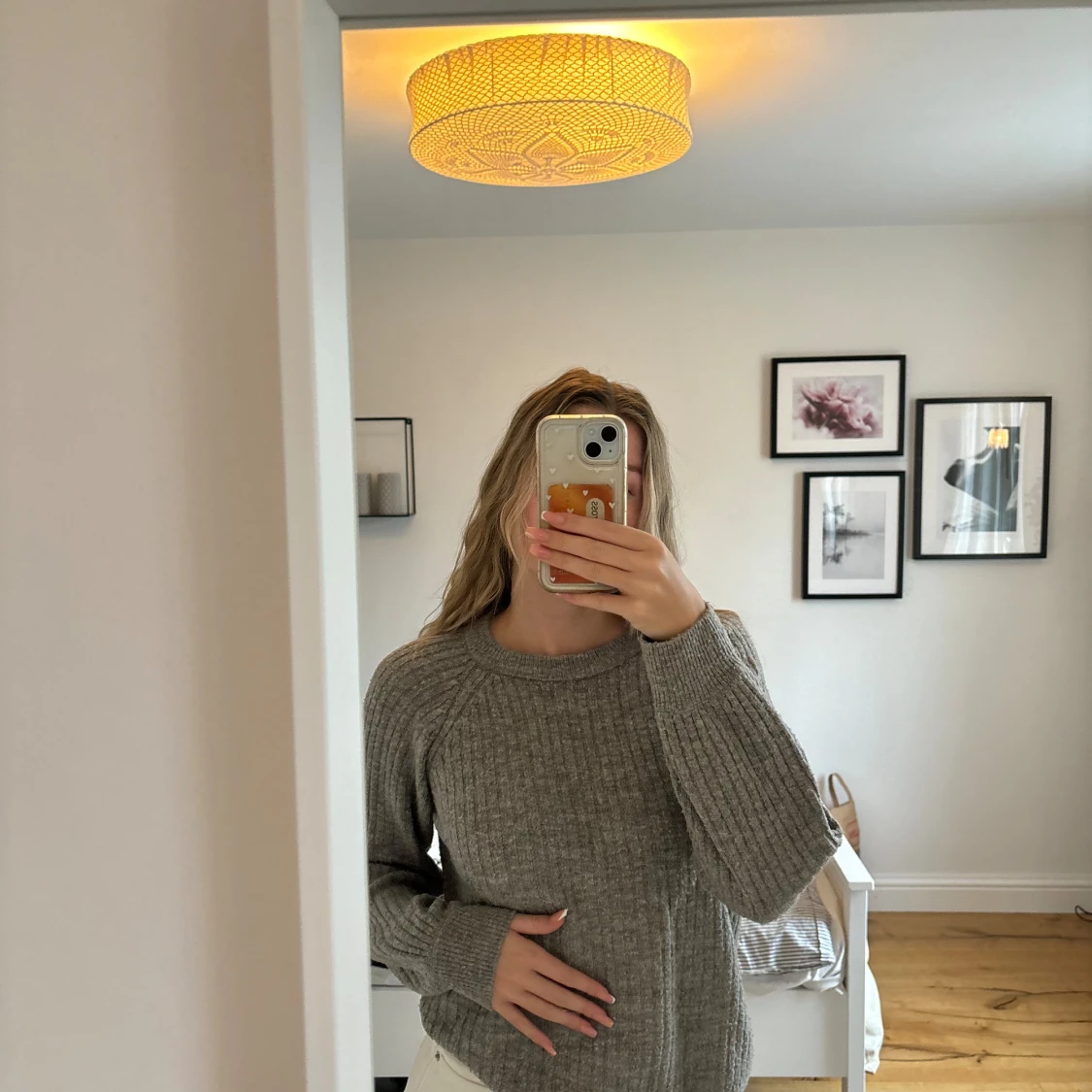 Grå stickad tröja - 90