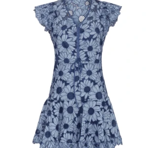 Blå blommig klänning - Jättefin klänning från Sandro ! Storlek 36 och är väldigt eftertraktad 