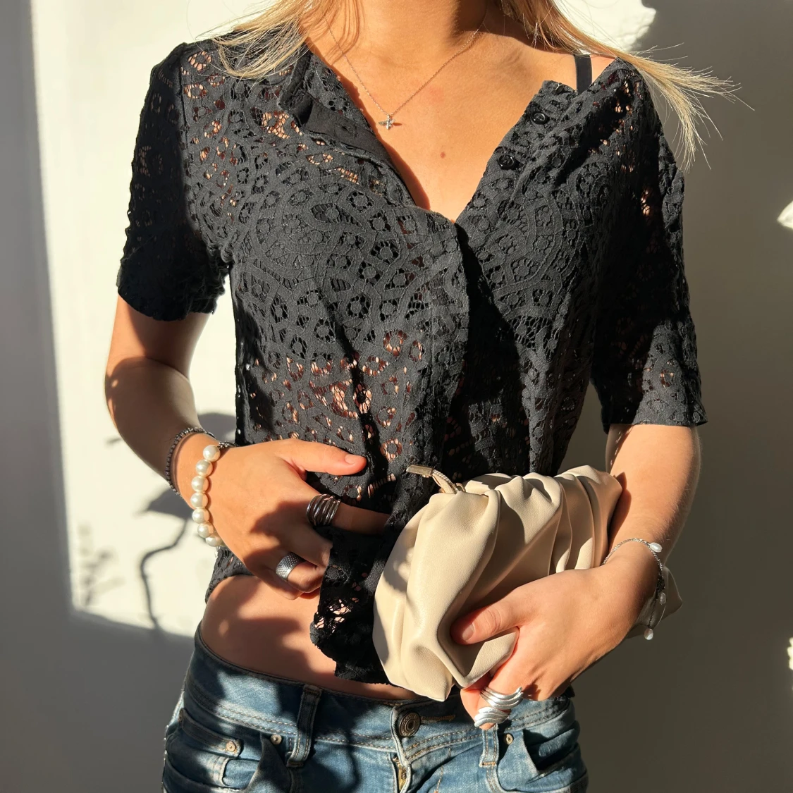 Svart spetsblus - 93