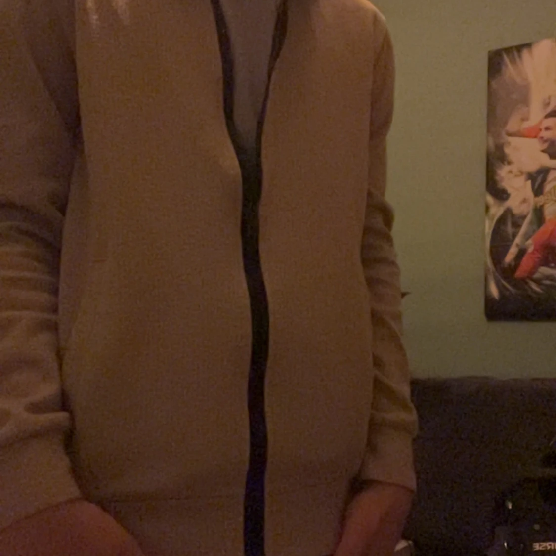 Beige huvtröja med dragkedja - 90