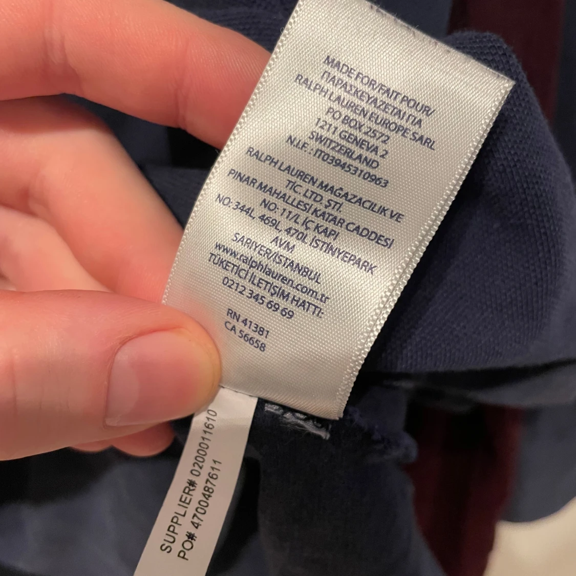 Blå långärmad pikétröja från Ralph Lauren - 92