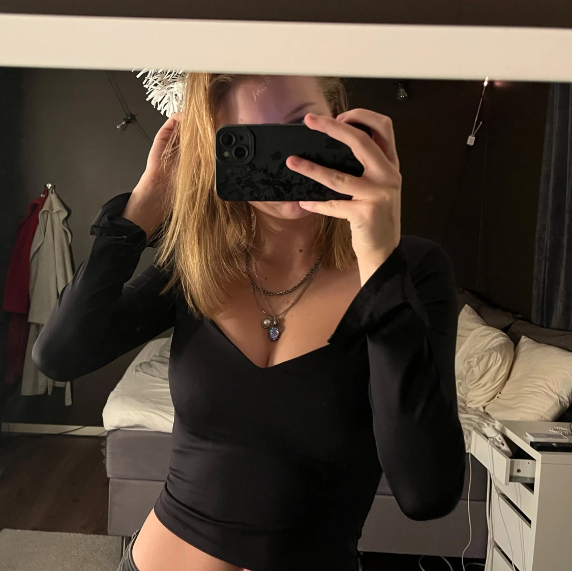 Svart långärmad topp - 90