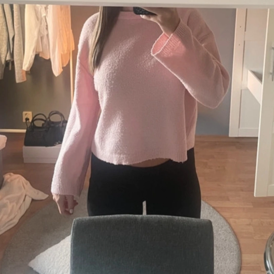 Rosa stickad tröja - 90