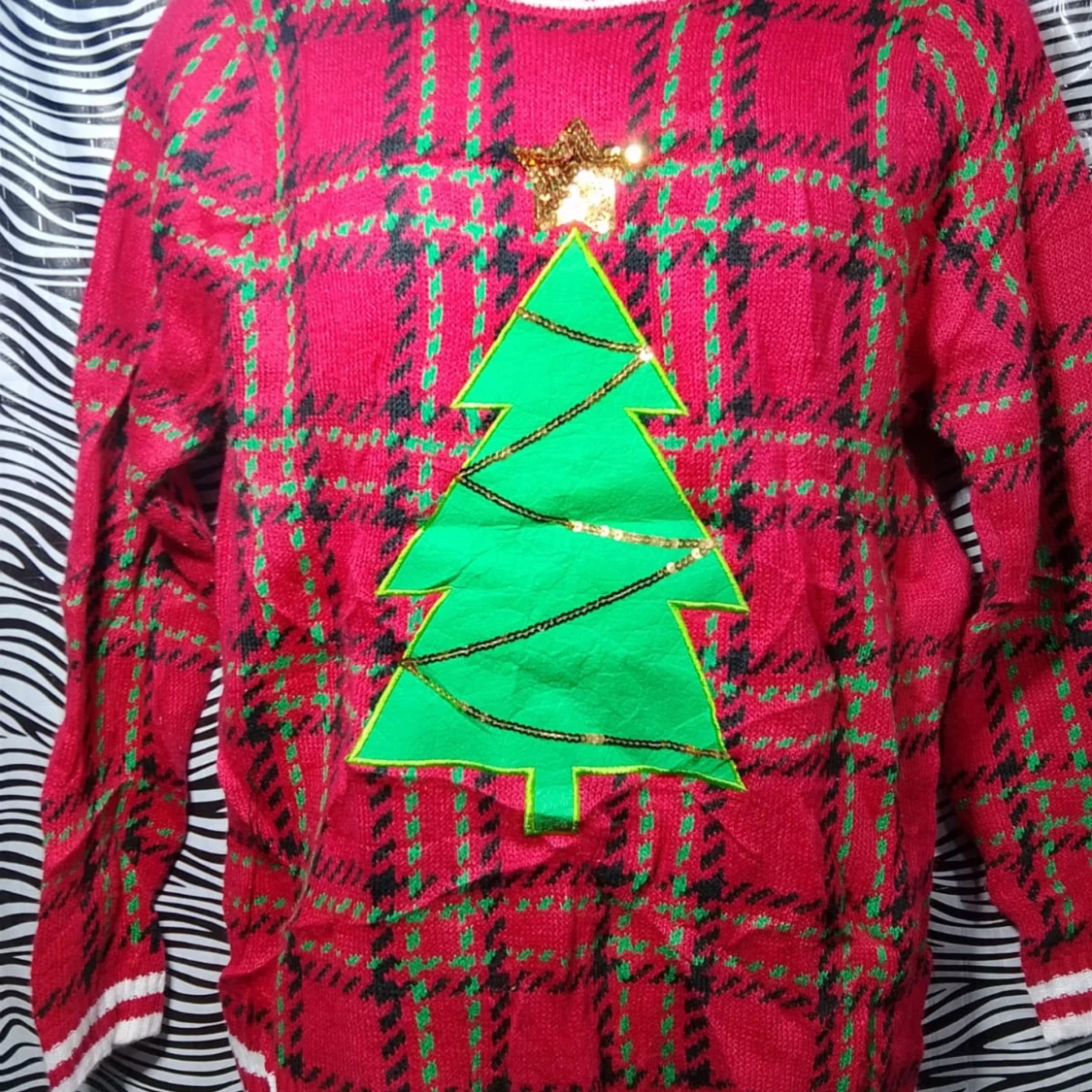 Röd jultröja med julgran - 91