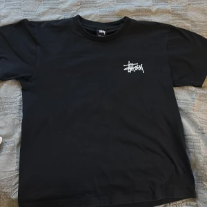 Svart t-shirt från Stüssy - Säljer en svart t-shirt från Stüssy i mycket bra skick. Den har ett supercoolt tryck på baksidan. Så cool tshirt men den andvänds inte så mycket så säljer den nu! Bara att skriva om ni har frågor eller tryck på köp🙌