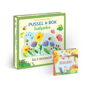 Pussel & bok. Trädgården (bok) - Pussla med mig! Följ med ut i trädgården och träffa djuren som lever där! Ta reda på vem som har en FLUFFIG svans, vem som har FÄRGGLADA vingar och vem som har en rosa, SLINGRANDE kropp. Innehåller en bok och åtta 2-bitarspussel.    Format Övrigt   Omfång 24 sidor   Språk Svenska   Förlag Tukan Förlag   Utgivningsdatum 2022-08-17   Medverkande Elisa Ferro   Medverkande Marie Helleday Ekwurtzel   Medverkande Elisa Ferro   ISBN 9789180373791  
