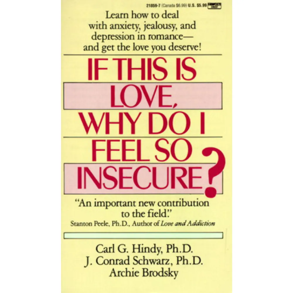 It doesn't have to hurt to be in love, yet for many otherwise accomplished and confident people, romantic involvement means anxiety, insecurity, and pain. This provocative and authoritative sourcebook, filled with true-life stories and dramatic case histories, will set every reader on a path of greater self-understanding -- and increase the possibilities of finding an enduring love.    Format Pocket   Omfång 416 sidor   Språk Engelska   Förlag Random House USA   Utgivningsdatum 1990-07-01   Medverkande Archie Brodsky   Medverkande Carl Phd Hindy   ISBN 9780449218594  . Böcker.