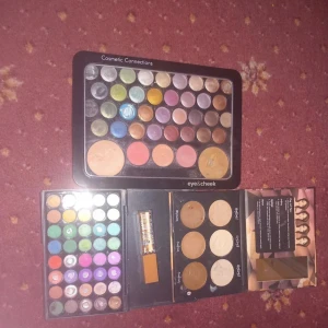 Ögonskuggspaletter och contour kit - Två ögonskuggspaletter från Cosmetic Connections med ett brett utbud av färger, inklusive pasteller och jordnära toner. W7 Lift and Sculpt Face Shaping Contour Kit med flera nyanser för contouring. Perfekt för att skapa olika sminklooker.