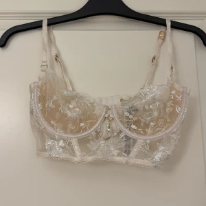 Vit spets-bh New Yorker - Elegant vit longline spets-bh från New Yorker med vackra blommiga broderier och justerbara axelband. I storlek 75D. ✨