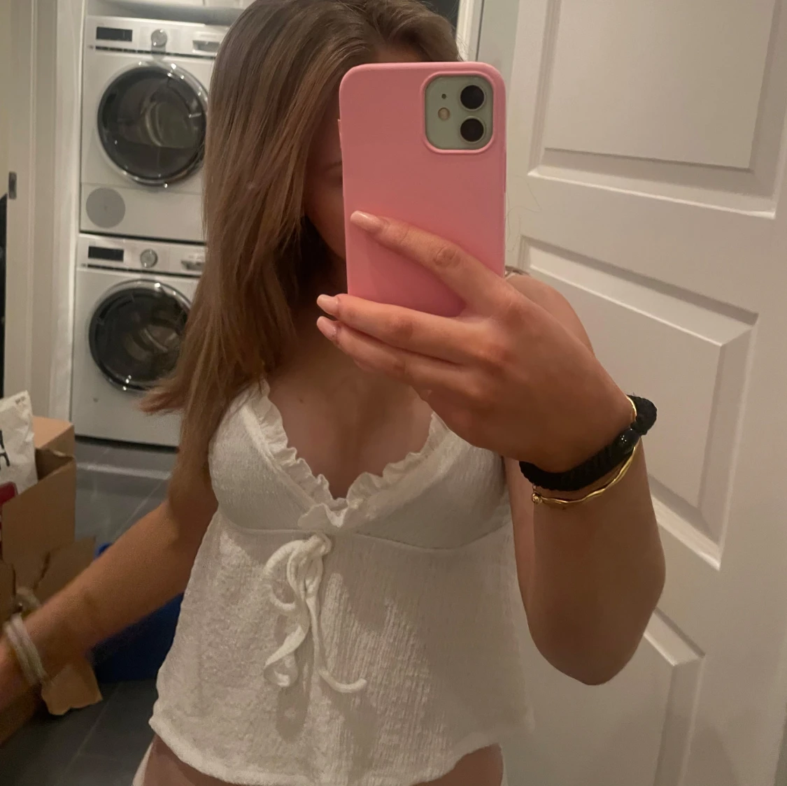 Vit ärmlös topp med knyt - 1