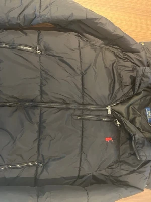 Svart pufferjacka från Polo Ralph Lauren - Säljer en svart pufferjacka från Polo Ralph Lauren med röd logga på bröstet. Jackan har dragkedja framtill, två sidofickor med dragkedja och quiltad design. Perfekt för kalla vinterdagar och riktigt snygg till streetwear-stilen.