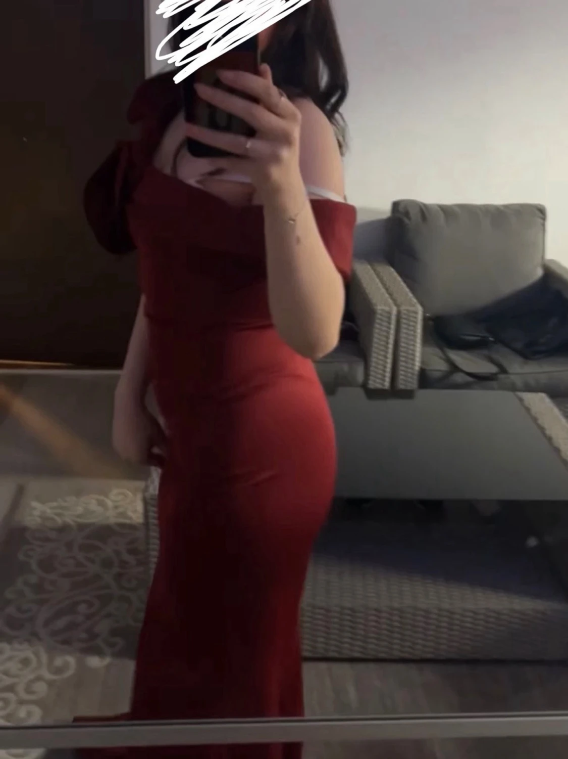 Vinröd oneshoulder långklänning - 2