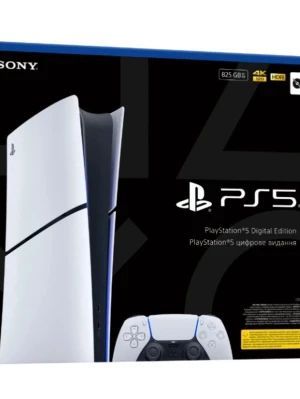 PlayStation 5 slim Edition konsol  - PlayStation 5 Silm Edition från Sony med 825 GB lagring. Konsolen är vit med svarta och blå detaljer, har en futuristisk design och levereras med en matchande DualSense-handkontroll. Perfekt för gaming i 4K och HDR. Kommer med en monitor också Acer KA240Y 23.8" bildskärm