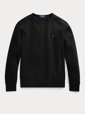 Svart sweatshirt från Polo Ralph Lauren - Klassisk svart sweatshirt från Polo Ralph Lauren med rund halsringning och röd broderad logga på bröstet. Tröjan har ribbade muddar vid ärmslut och nederkant. Perfekt för en avslappnad och stilren look. Använd fåtal gånger, storlek L, men passar även M. Tveka inte att höra av dig vid frågor!