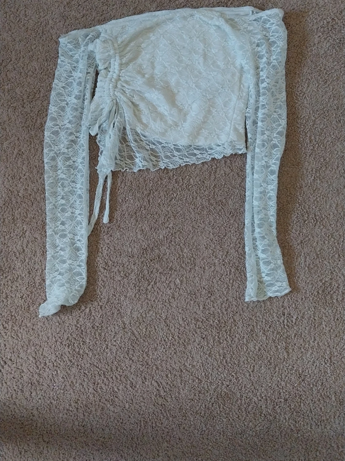 Vit offshoulder spets topp - 1