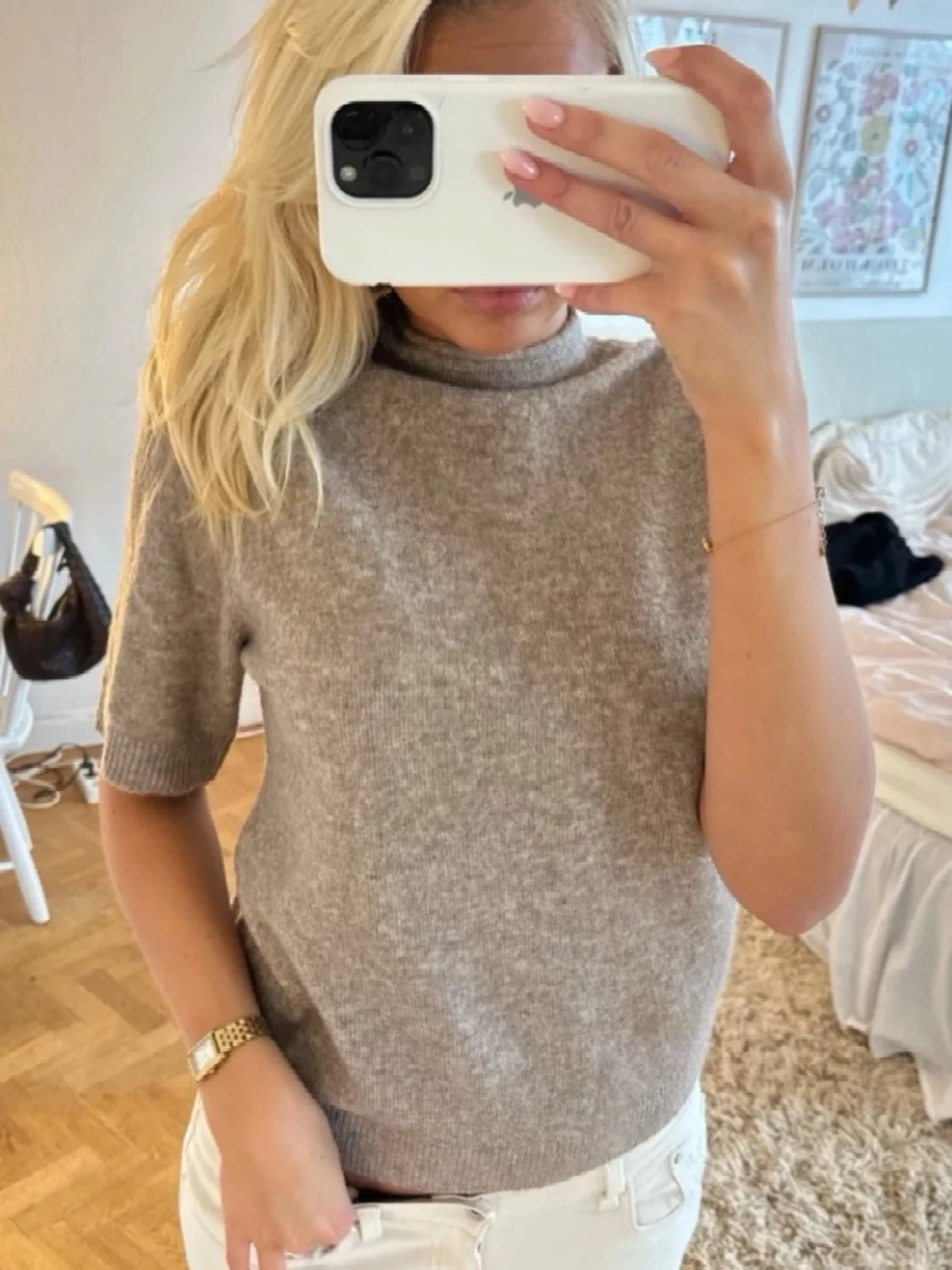 Beige stickad tröja