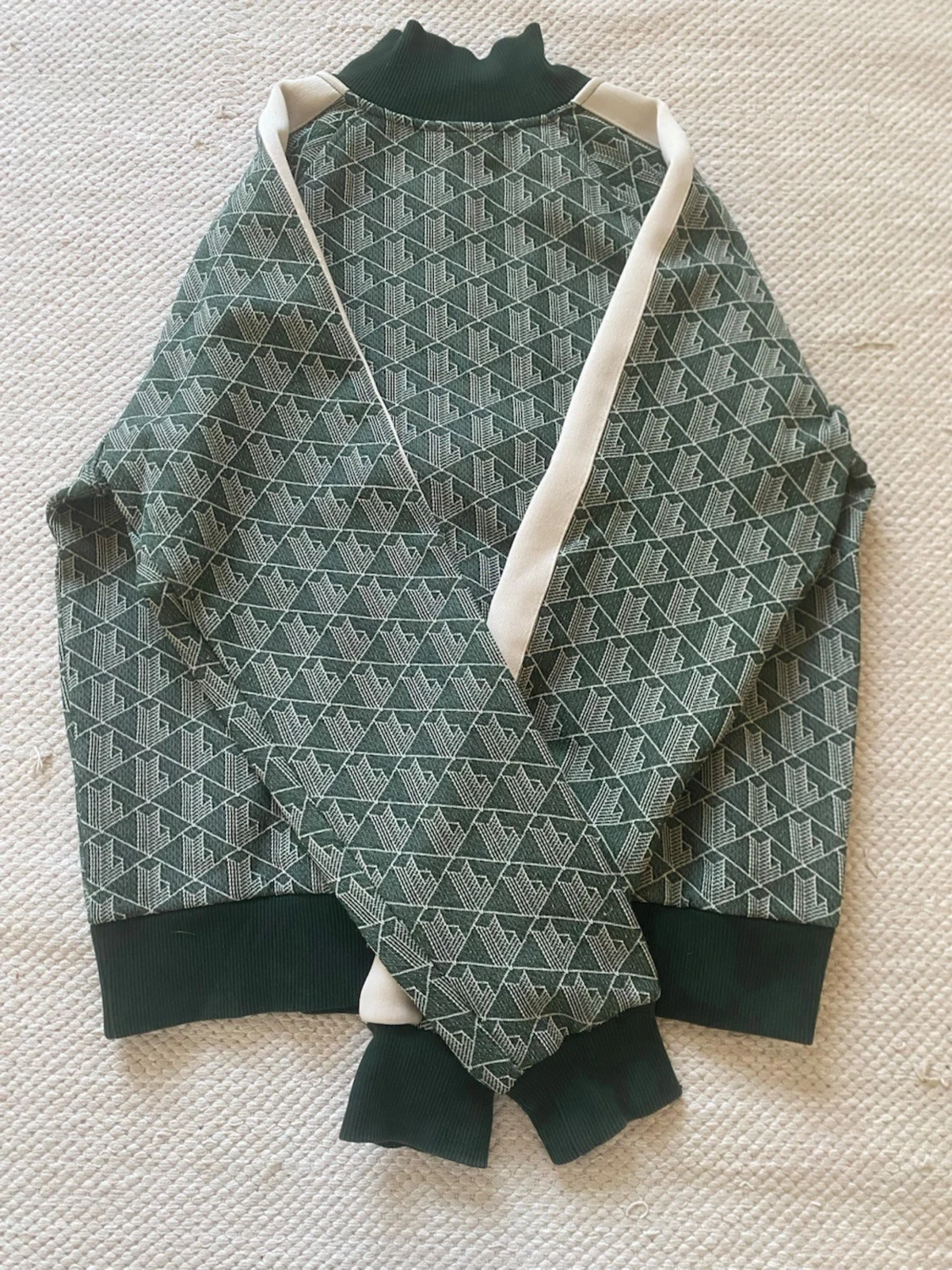 Grön mönstrad Lacoste hoodie med dragkedja - 1