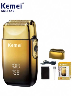 Kemei elektrisk rakapparat guld - Elektrisk rakapparat från Kemei i guld och svart med digital display. Kommer med skyddshölje, laddkabel, rengöringsborste och förvaringspåse. Perfekt för slätrakning och enkel att ta med. Modern design och smidig storlek råka köpa fel men boxen finns med använd en gång och helt ny  ny pris att köpa den 599kr och dom är dyra 