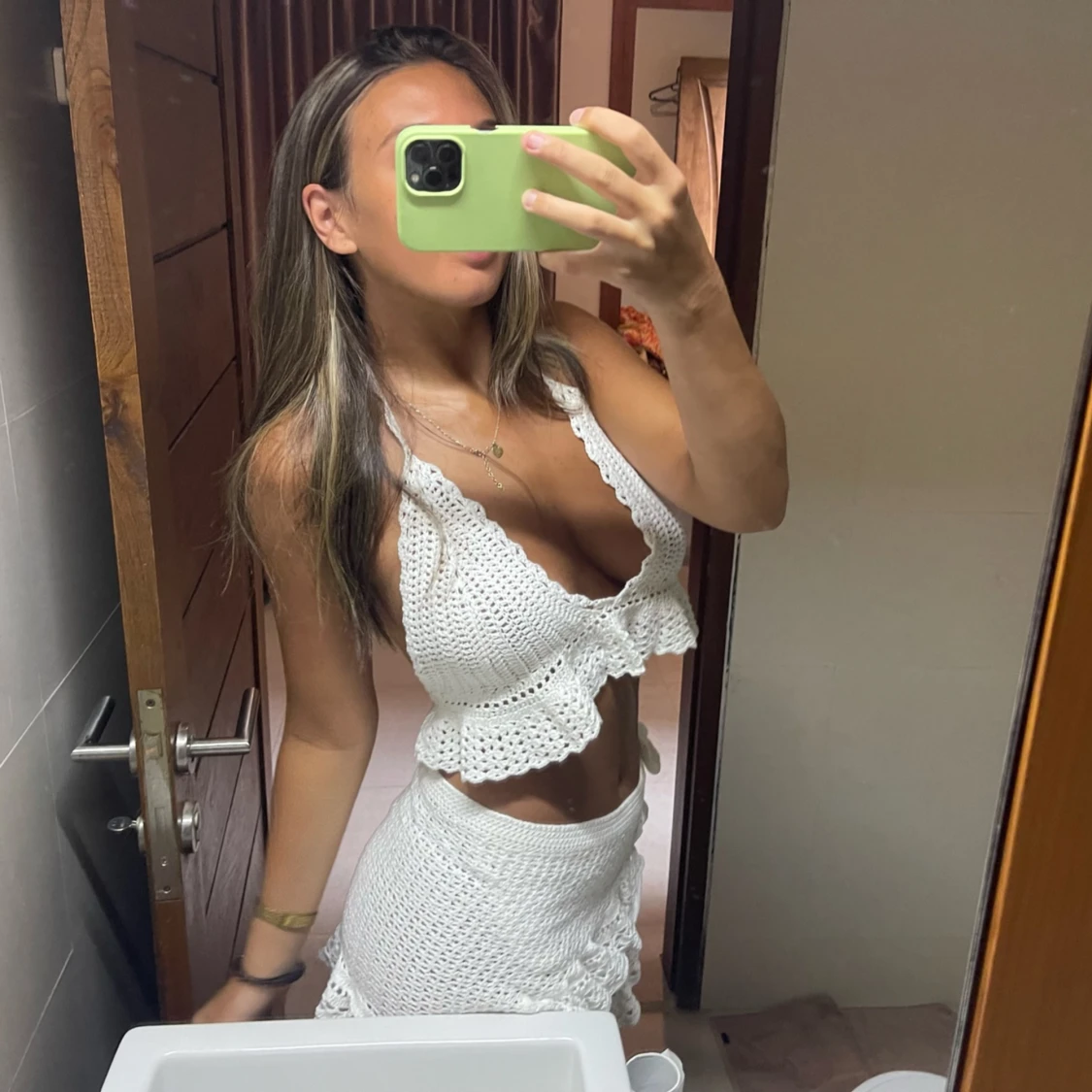 Virkad vit topp - 90