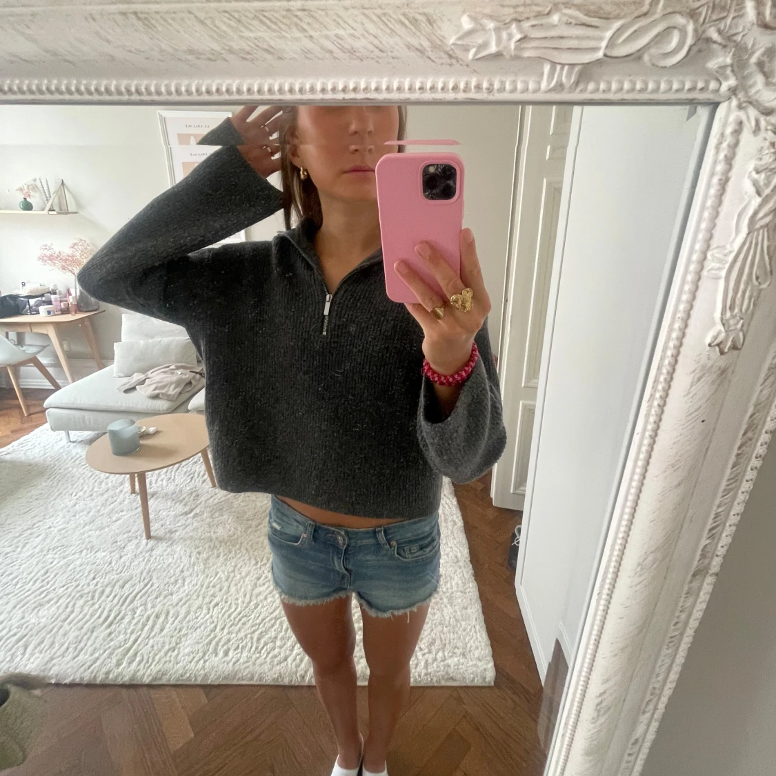 Grå half-zip tjocktröja hm