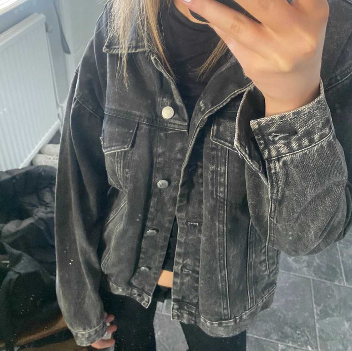 grå jeansjacka - 90
