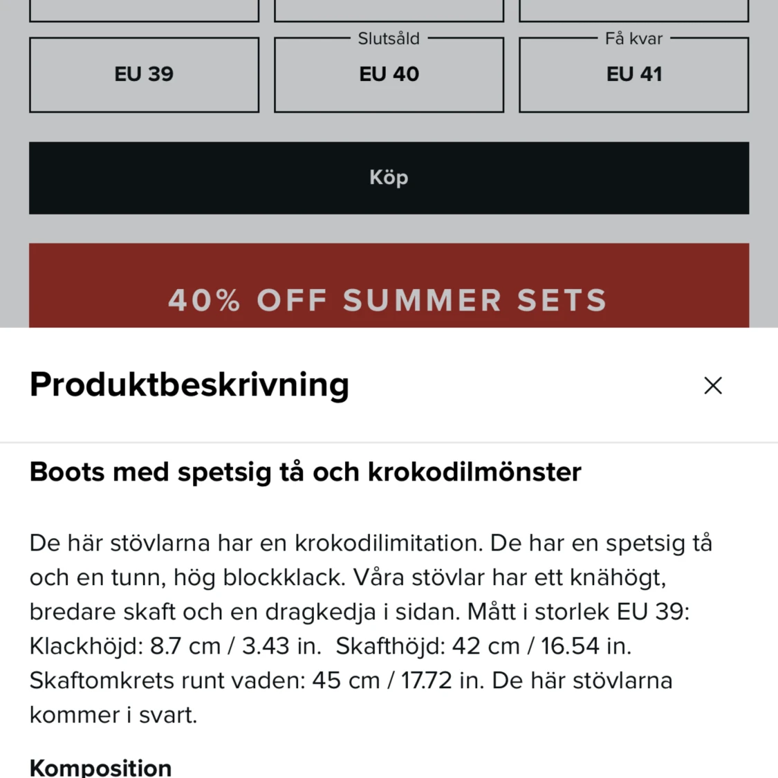 Boots med spetsig tå - 92