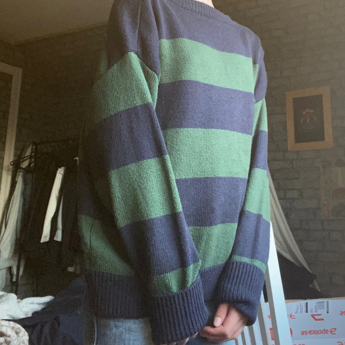 Randig stickad tröja - 90