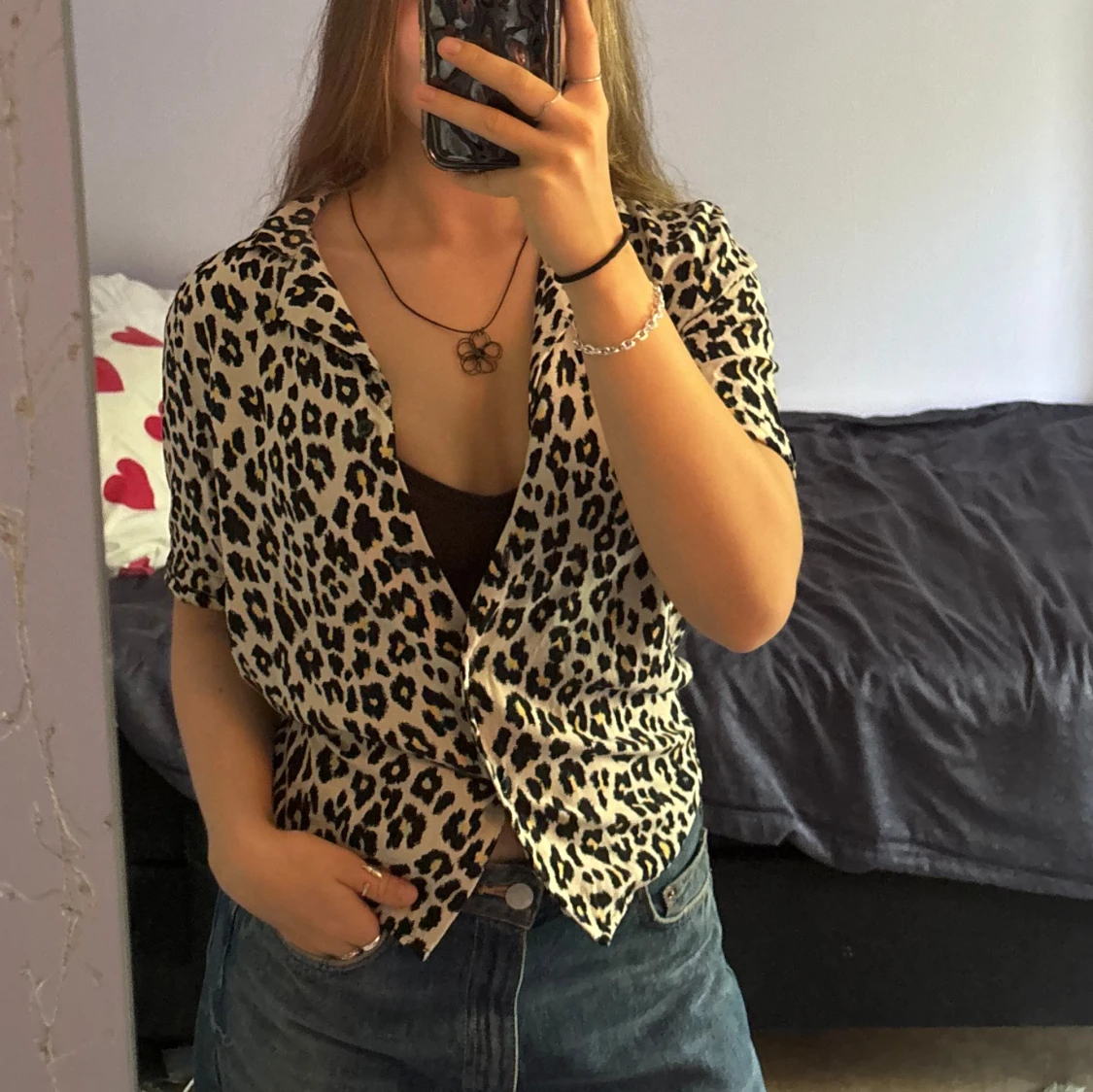 Färgad leopard-topp/skjorta - 91