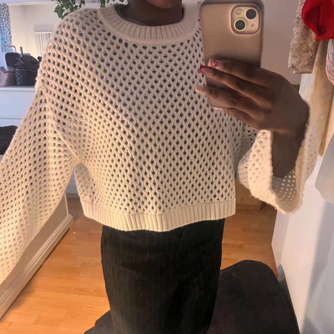 Vit stickad tröja - 91