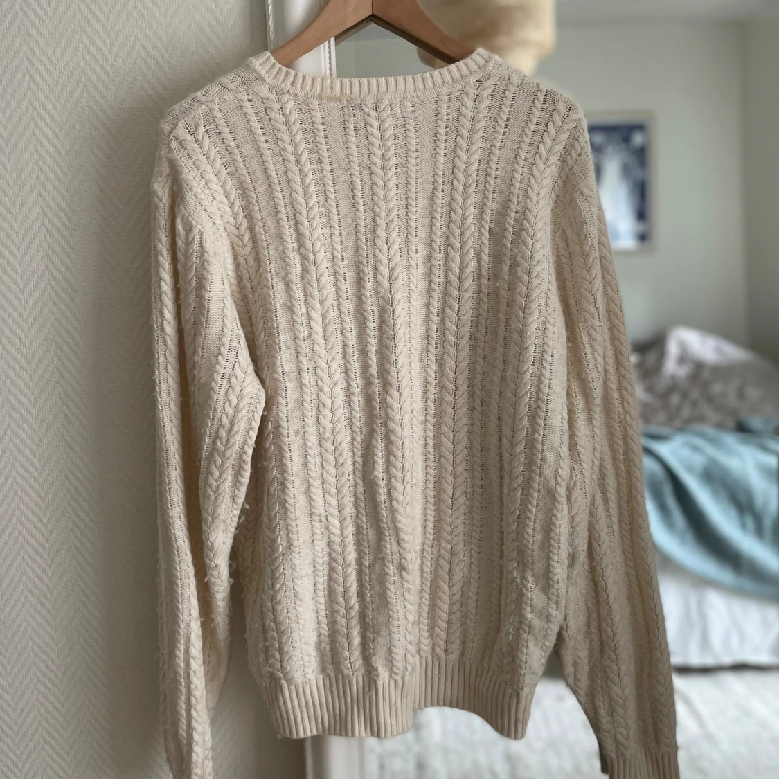 Vit stickad tröja - 90